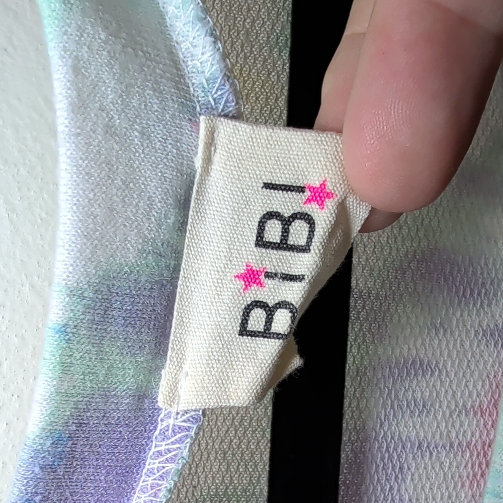 BiBi Tie-Dye T-Shirt Pink Yellow Blue Long Sleeve Hippie Retro 70s Womens Size L - Picture 2 of 5